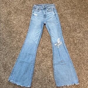 American Eagle Outfitters Super High-Rise Flare Jeans. Size 4 long.